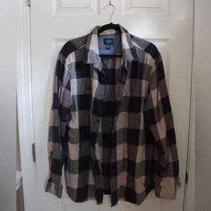 American Eagle Outfitters Navy and Gray Checkered Shirt